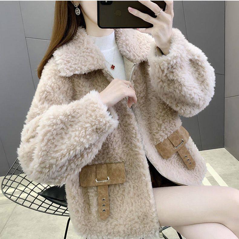 Fashionable Faux Lamb Wool Coat