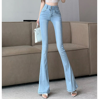 Black Double-Button Bootcut Jeans