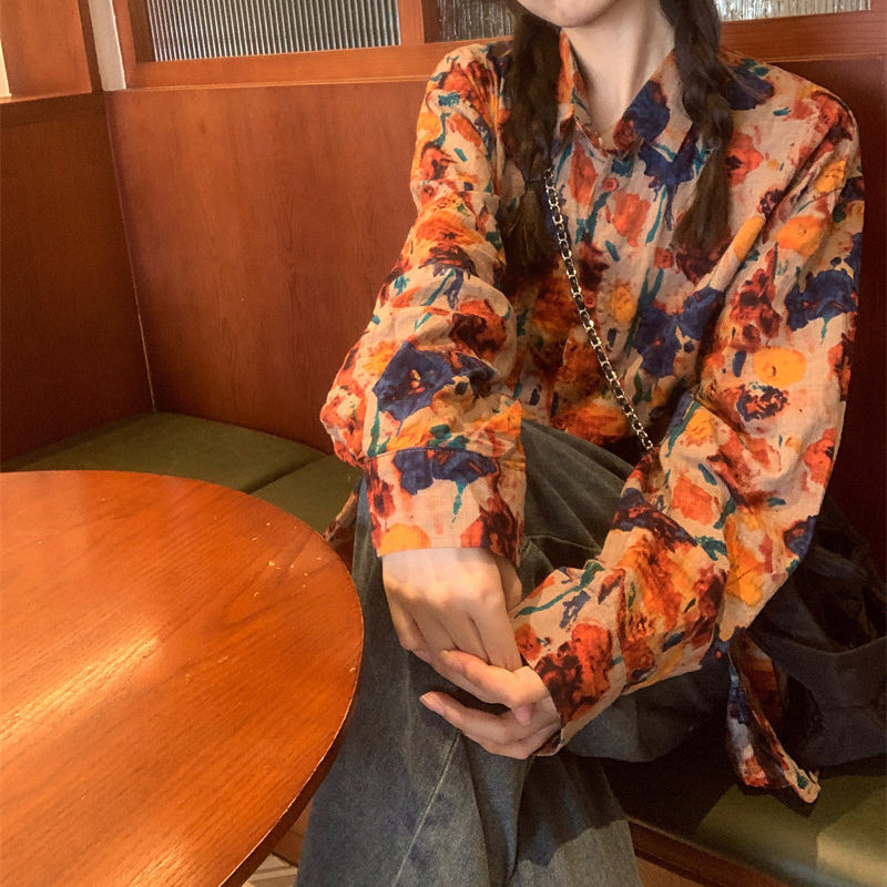 Floral Print Casual Loose-Fitting Shirt