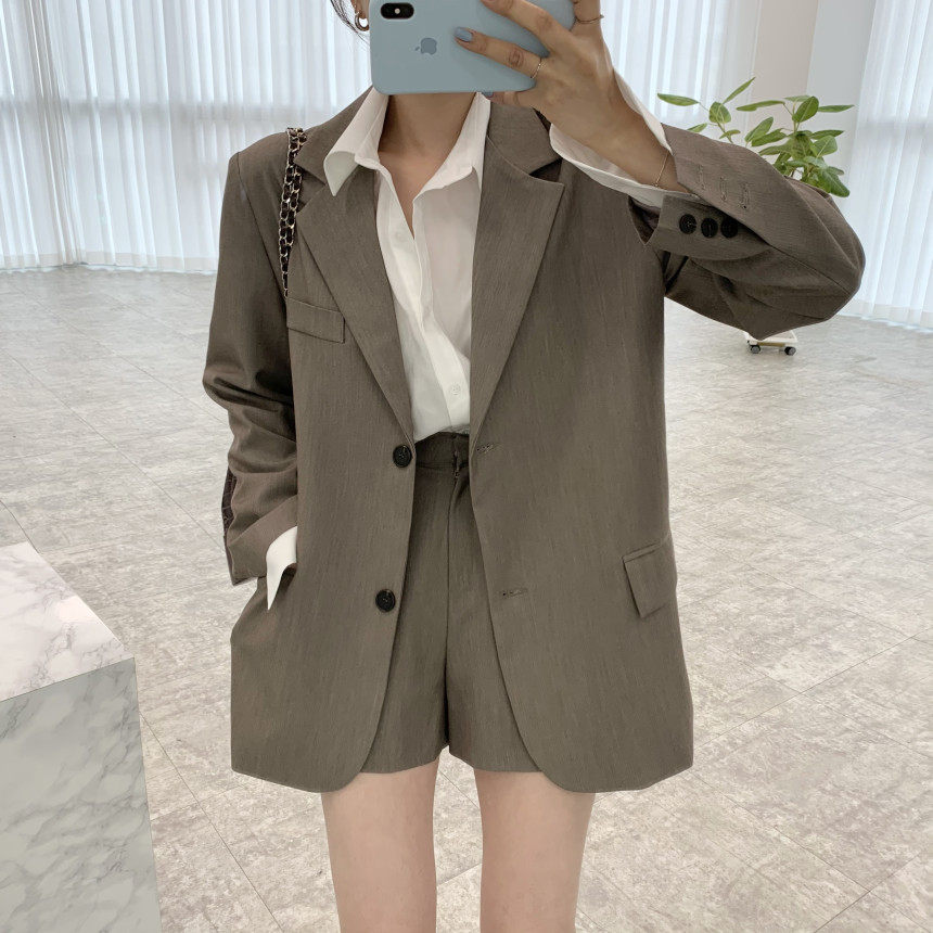 Chic French-Style Elegant Loose-Fitting Suit Jacket And High-Waisted Suit Pants Set