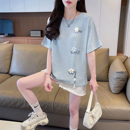 Irregular Flower Short-Sleeved T-Shirt