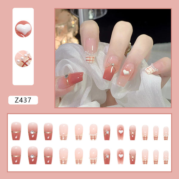 French Blush Smudged Gradient Love Heart Nail Patch