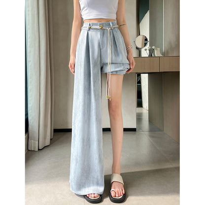 Acetate Satin Ice Silk Tie-Dye Wide-Leg Suit Pants