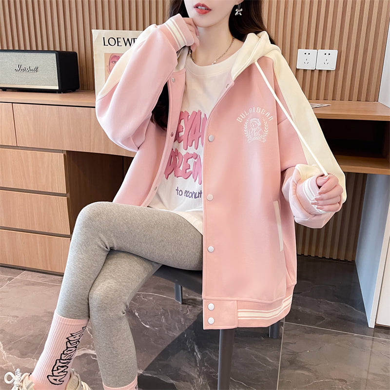 Loose Oversized Colorblock Cardigan Sweatshirt