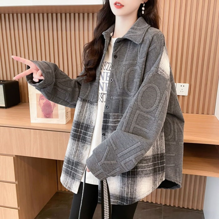 Stylish Color-Blocked Shirt Jacket