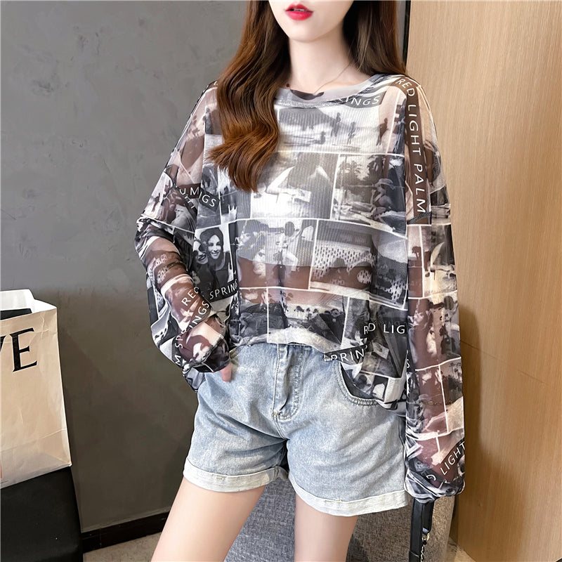 Loose Plus Size Ice Silk Fashion Sunscreen T-shirt