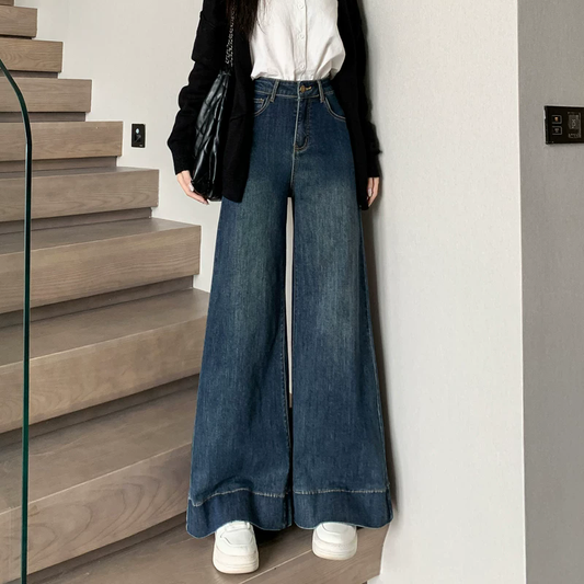 Retro Light Blue Wide-Leg Jeans