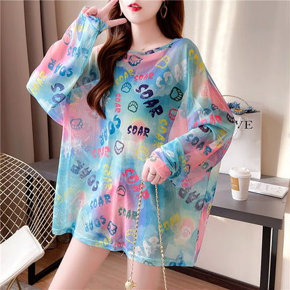 Tie-Dyed Long-Sleeved T-Shirt Sunscreen Shirt