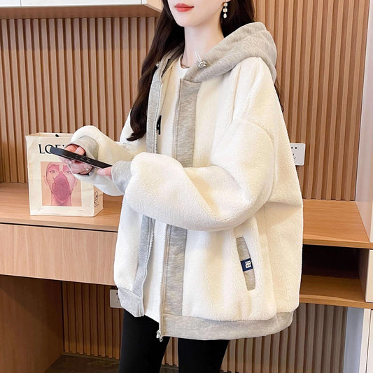 Fleece-Lined And Thickened Hooded Jacket