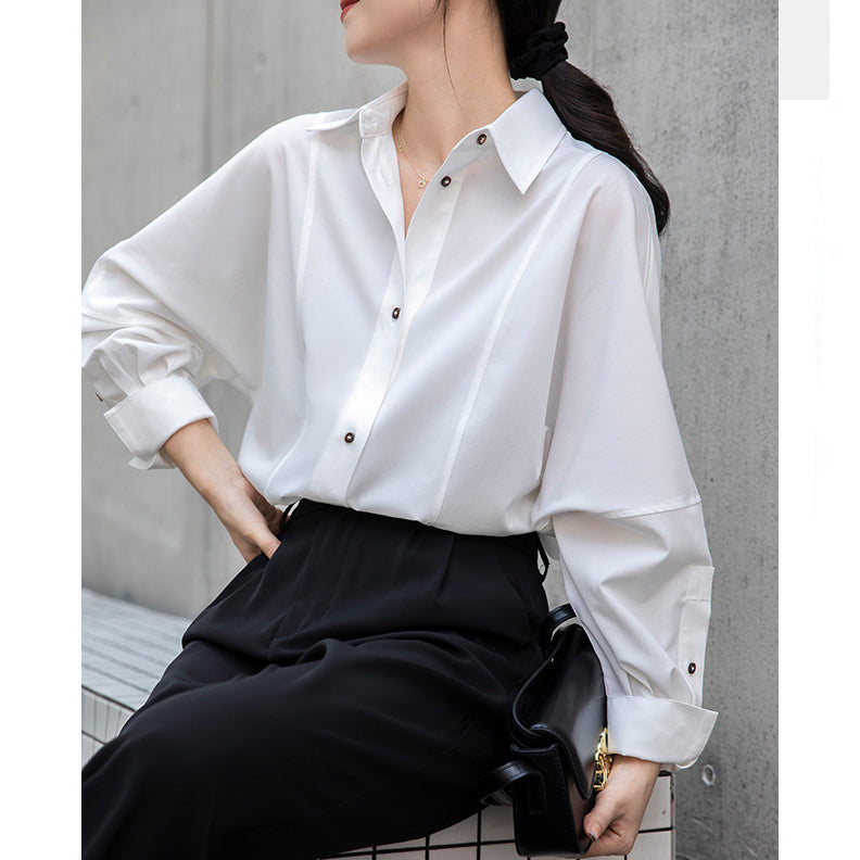 Niche Long-Sleeved Wrinkle-Resistant White Shirt