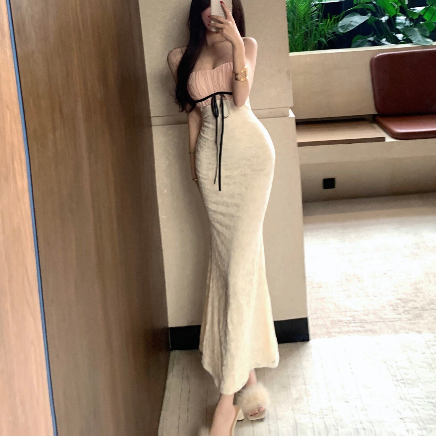 Sexy Color-Block Sleeveless Strapless Dress