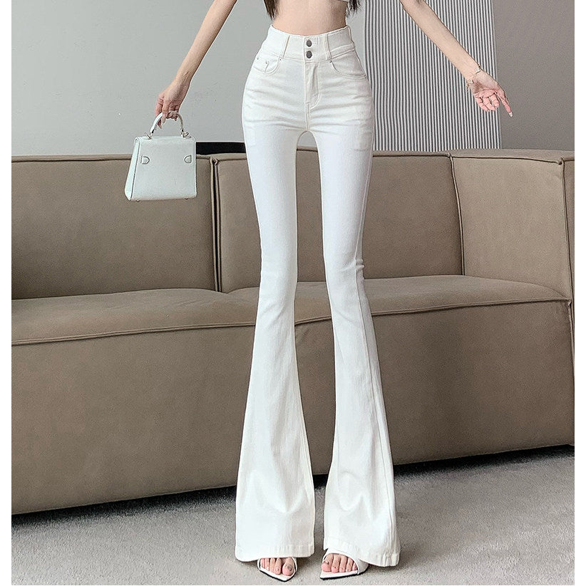 Black Double-Button Bootcut Jeans