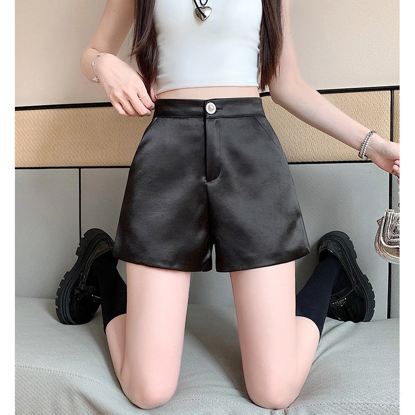 Casual High-Waisted Satin Shorts