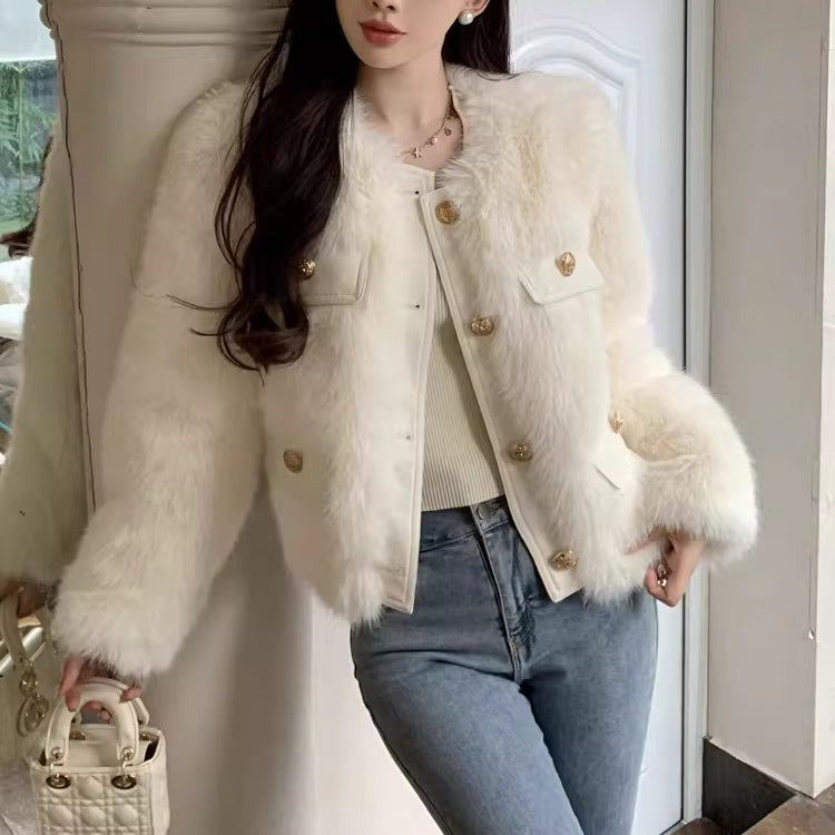 French-Style Lamb Wool Coat