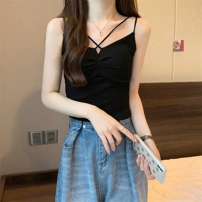 Stylish Short Sleeveless Top With Built-In Bra Pads