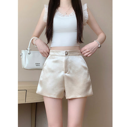 Casual High-Waisted Satin Shorts