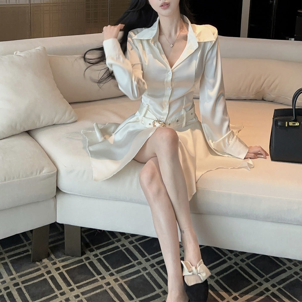 Irregular French Shirt Dress