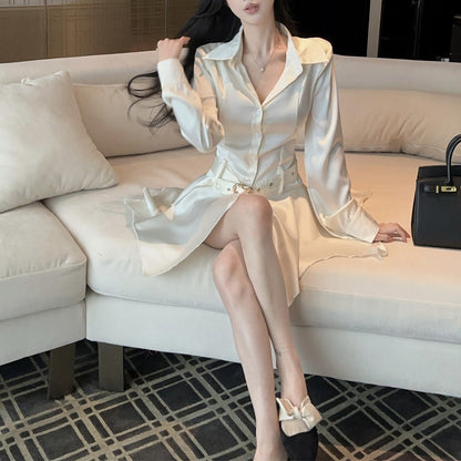 Irregular French Shirt Dress