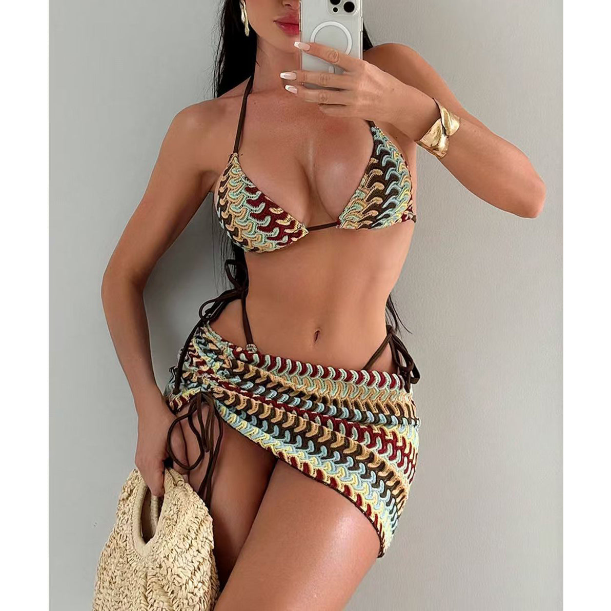 Sexy Bikini Swimsuit Three-Piece Set For Beach Vacation