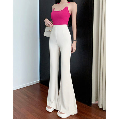 Ice-Silk Casual Slight-Flare Trousers