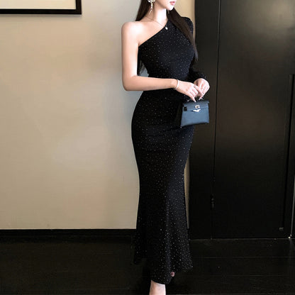 Stylish And Sexy Rhinestone Off-Shoulder Party Dress