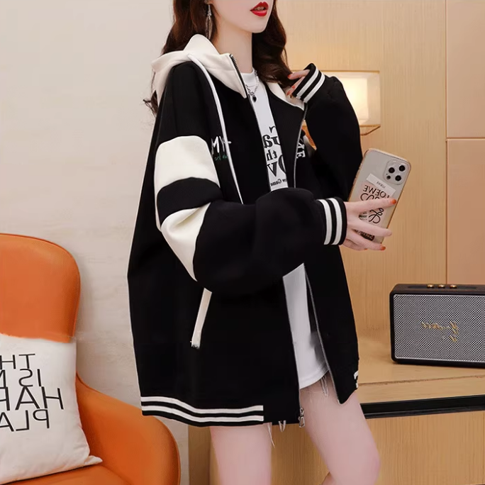 Lazy Style Fleece-Lined Fashion Zipper Cardigan