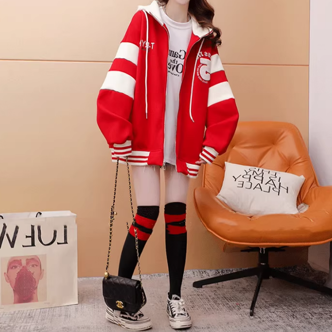 Lazy Style Fleece-Lined Fashion Zipper Cardigan