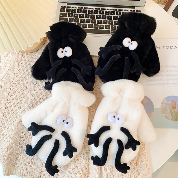 Creative And Funny Little Briquette Plush Gloves