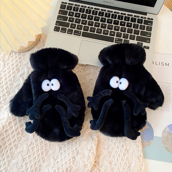 Creative And Funny Little Briquette Plush Gloves