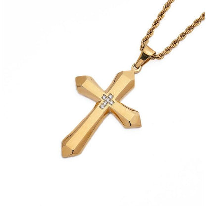 Zircon Cross Necklace, Trendy Faith Jewelry
