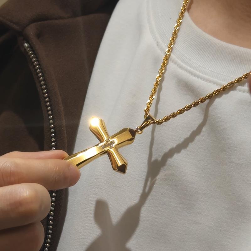 Zircon Cross Necklace, Trendy Faith Jewelry