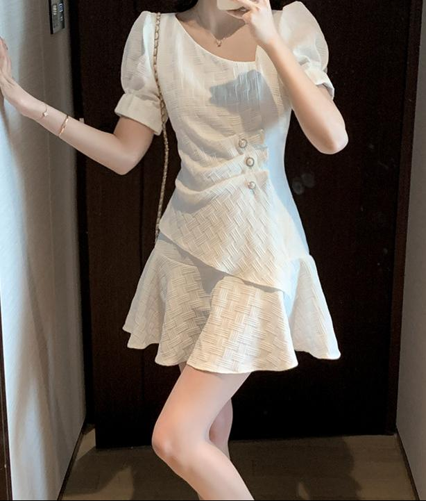 New Square Collar Slim Dress