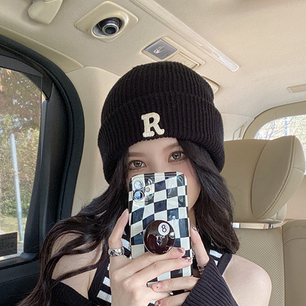 Alphabet wool knitted casual warm hat