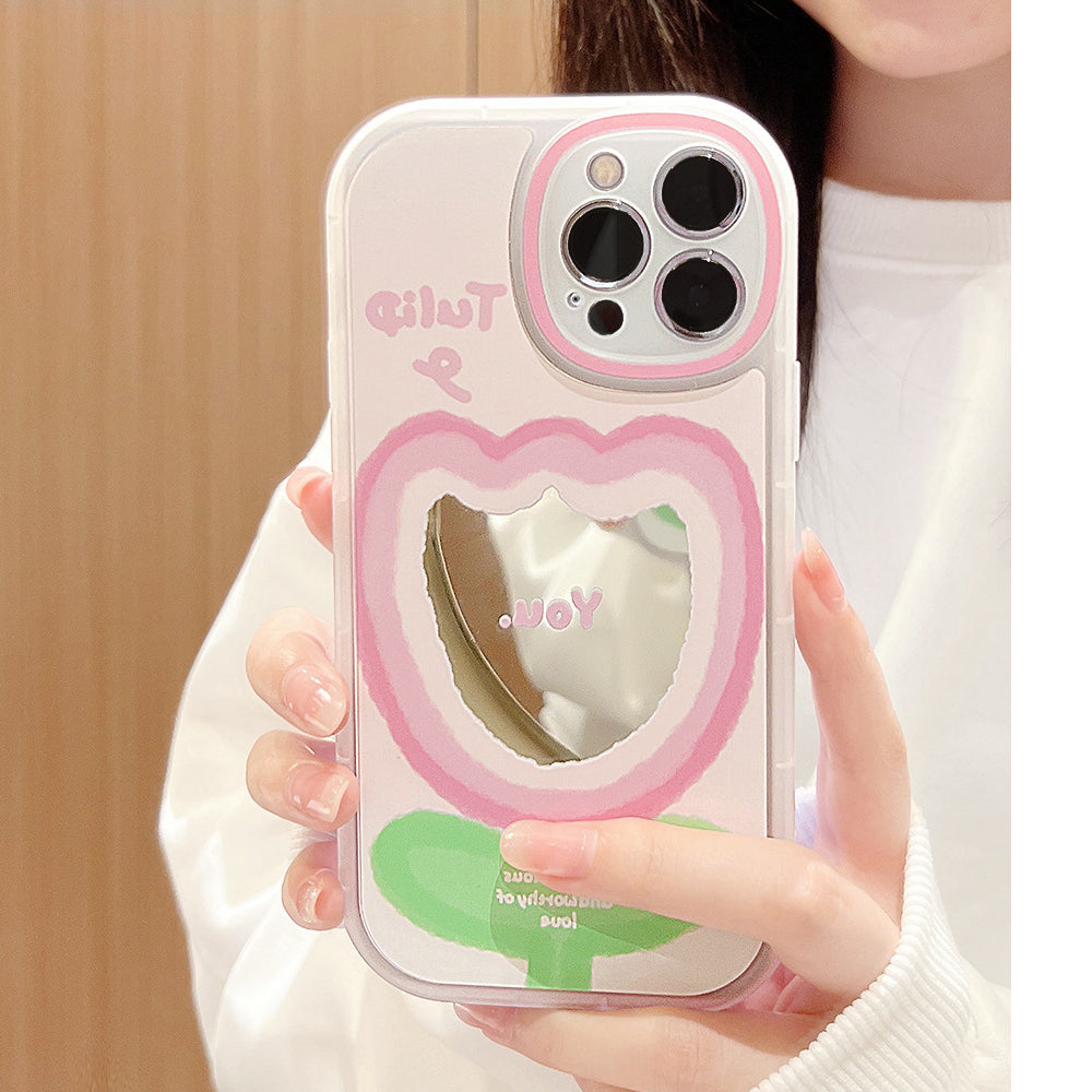 Mirror Gradient Flower Pink Iphone Case