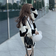 Long sleeve striped colorblock knit sweater cardigan winter clothes