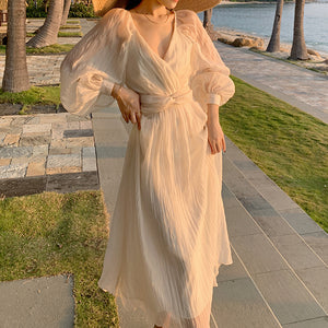 Chiffon V-Neck Beach Resort Long Dress