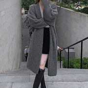 Solid color long sleeve long knit cardigan coat
