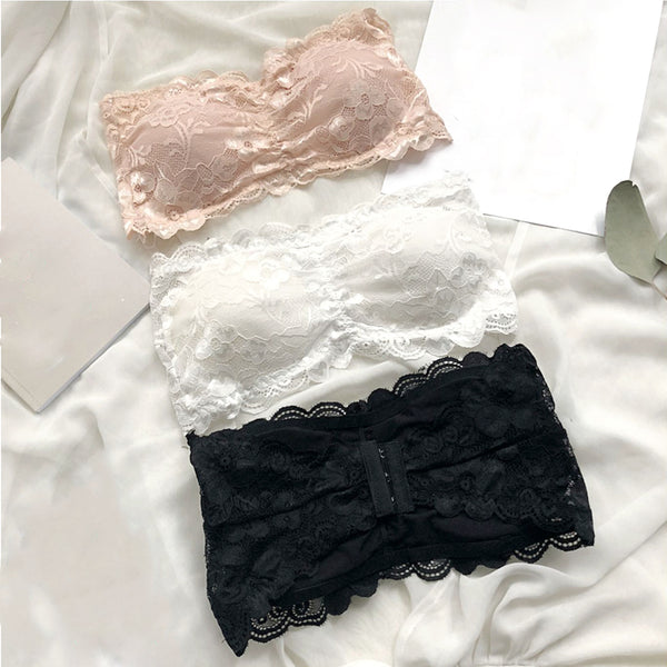 Lace Wireless Push Up Tube Top Underwear