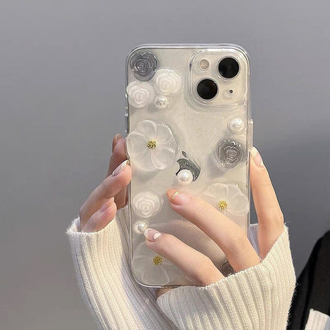 Camellia Sparkling Transparent Phone Case