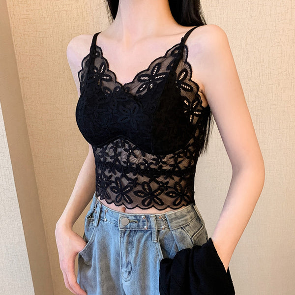 Lace Camisole With Chest Pad Underwear Wrapped Chest Top