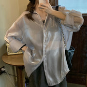 Shiny Silk Sunscreen Long-Sleeved Shirt Top