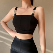 Thick chain cropped camisole solid color vest