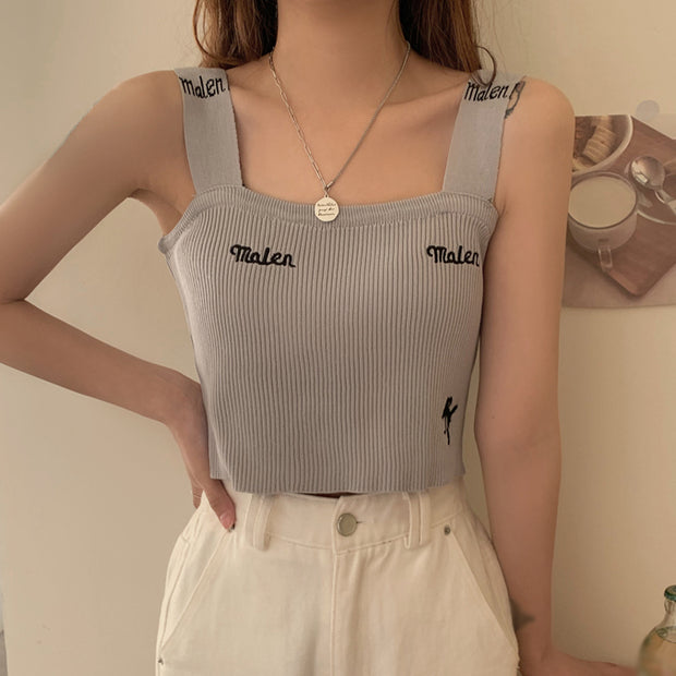 Camisole short embroidery inside knitted top