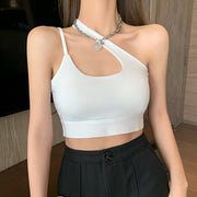 Solid Color Camisole Slanted Sleeveless Top
