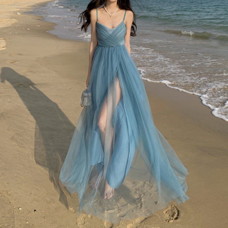 Seaside Vacation Beach Solid Color Dress ??? DRESSVY