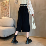 Solid color retro high waist midi skirt