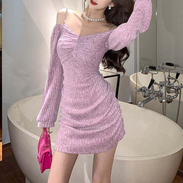 Sexy Off-Shoulder Sling Knit Dress