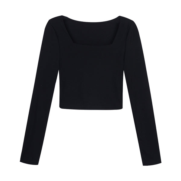 Long Sleeve Square Neck Crop Top