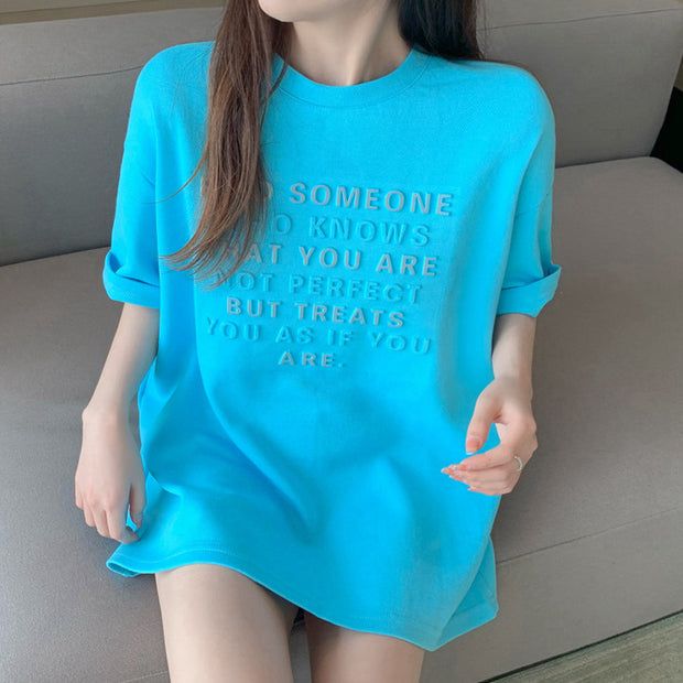 Three-dimensional letters short-sleeved t-shirt top