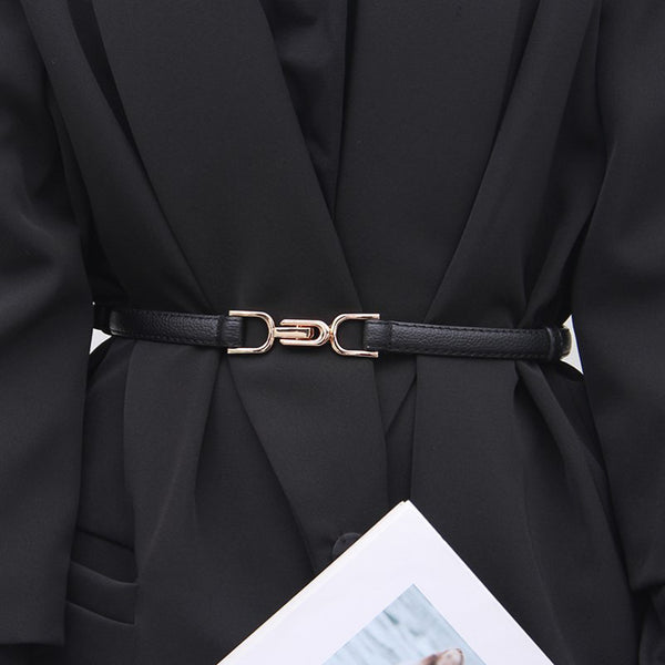 Double Buckle Simple Dress Sweater Thin Belt